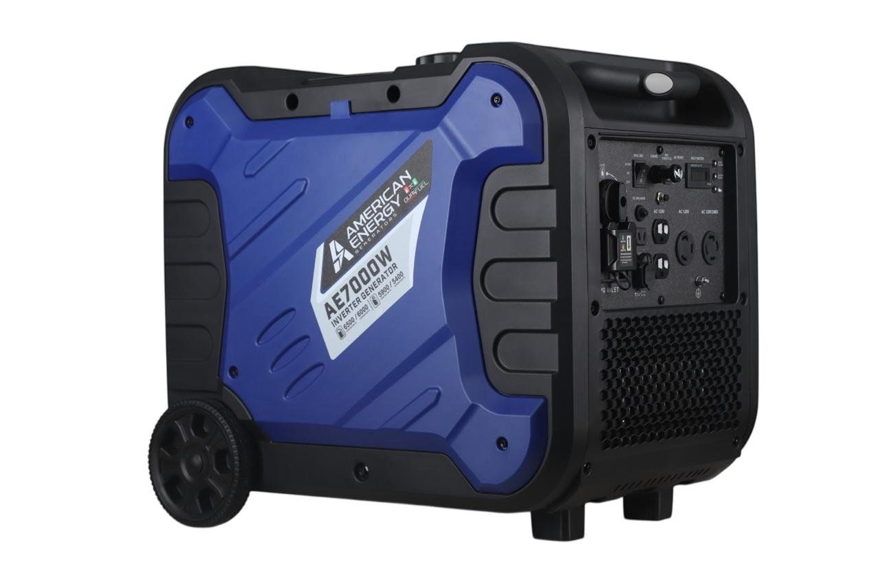 Generador portátil inverter American Energy AE7500iW-PRO Dual Fuel de 7.5kW silencioso con caseta acústica.